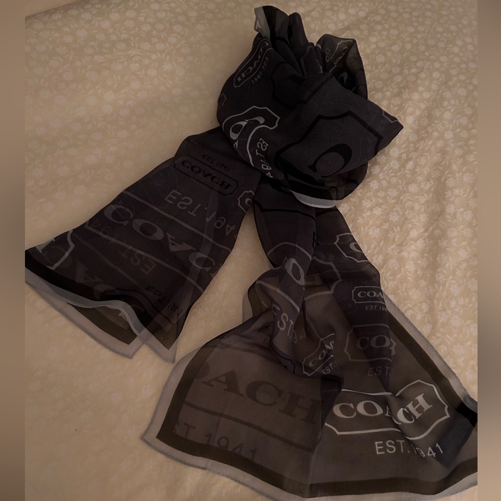 Coach Black Sheer Logo Scarf